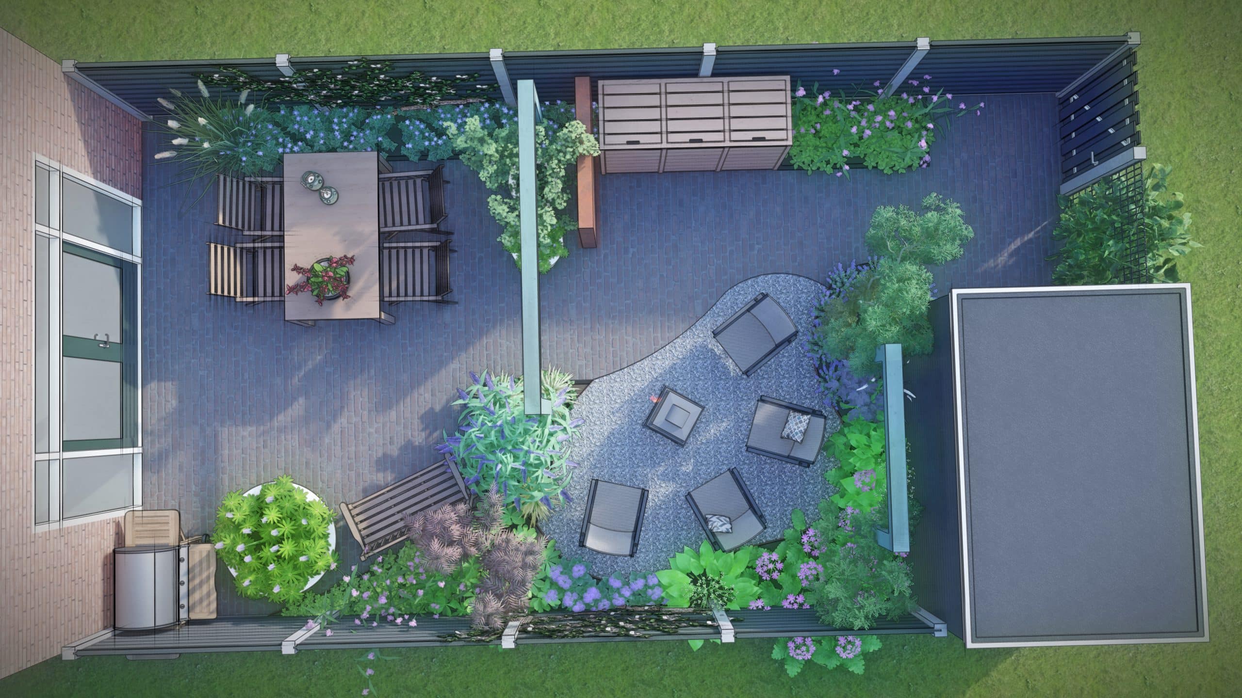 3D tuinontwerp nieuwbouw tuinaanleg Breda