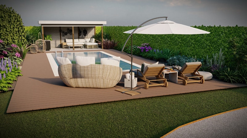 3D ontwerp zwembad met poolhouse Tilburg